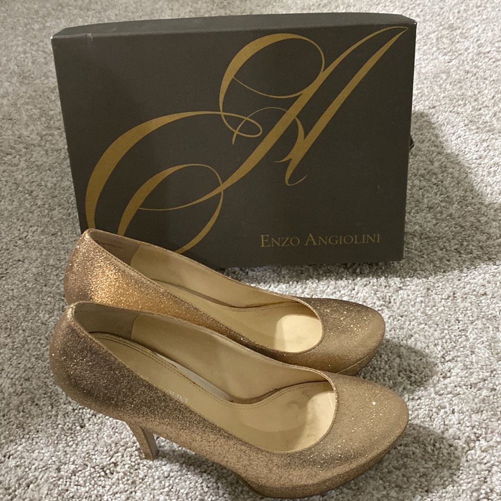 Size 8 Enzo Angiolini Sparkle Gold Easmiles Platform Heels